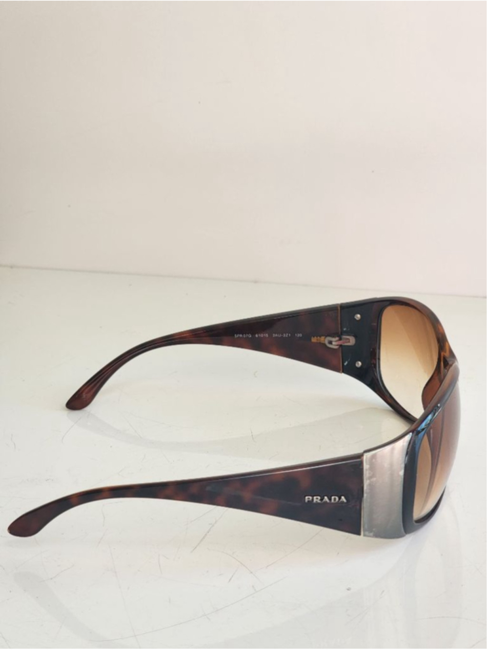 PRADA Vintage SPR07G Brown Tortoiseshell Sunglasses 61 mm 17 - Picture 6 of 13
